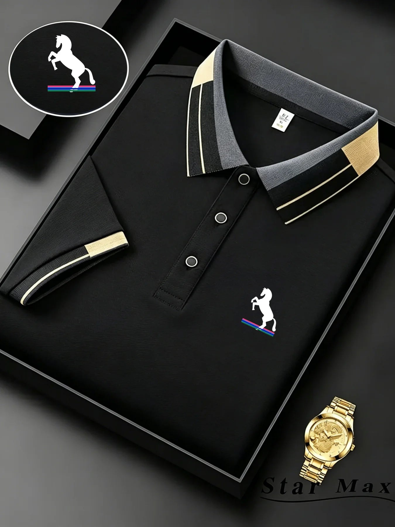 Men's Luxury Horse Embroidery Polo Shirt