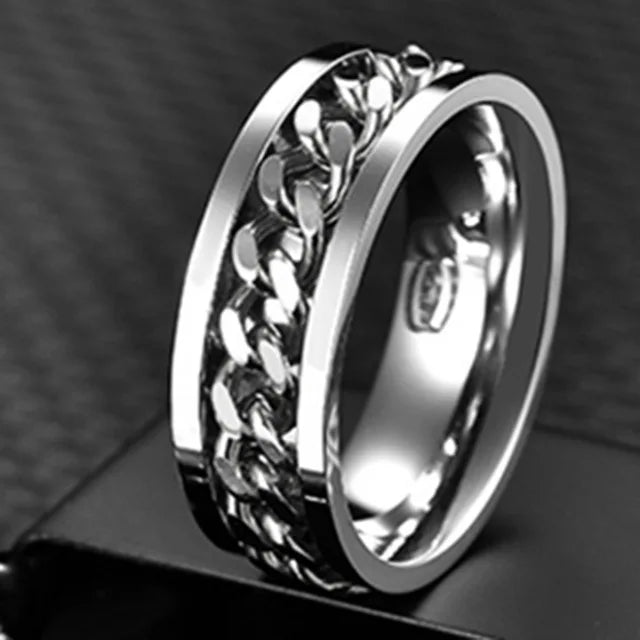 Anillo giratorio de acero inoxidable | Diseño punk de cadena giratoria | Unisex