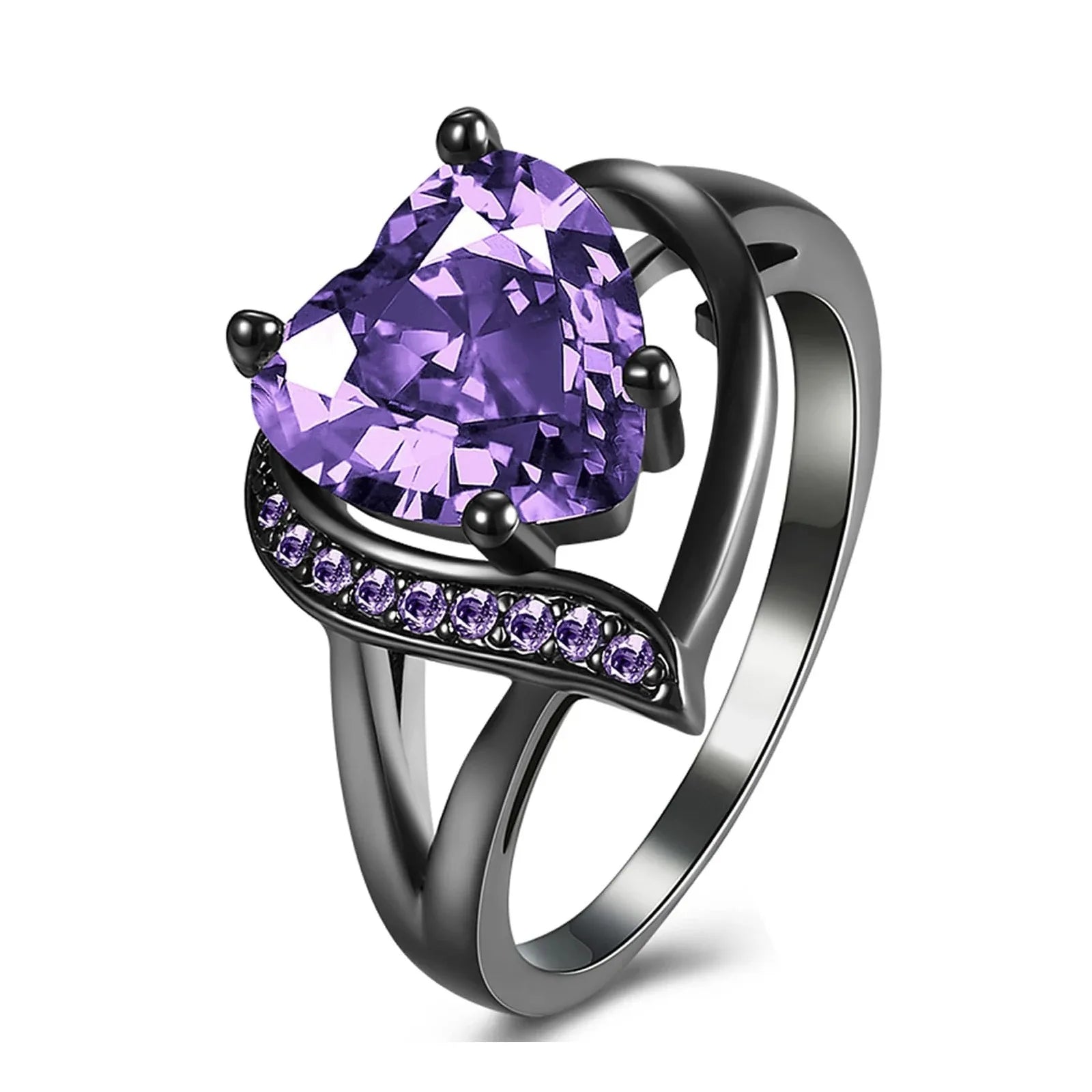 Conjunto de anillos de pareja con corazón de diamantes de imitación y dragón celta | Joyería de boda y aniversario para él y para ella
