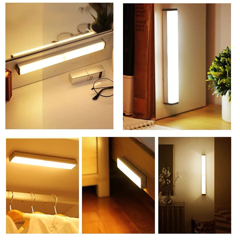 Motion Sensor LED Night Light – USB-C Rechargeable, Warm & Cool White, 4 Sizes