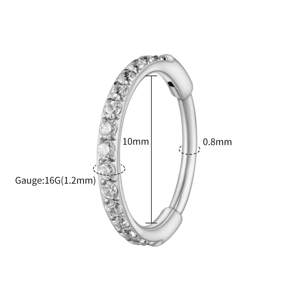ASTM F136 Titanium Huggie Hoop Earring – 16G CZ Cartilage & Helix Piercing