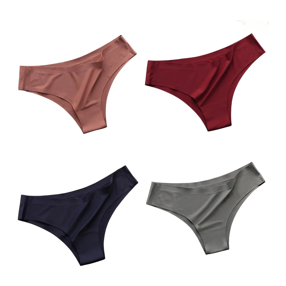 Women's 4-Pack Seamless Ice Silk Brazilian Panties | Low-Rise Bikini Briefs M-XL