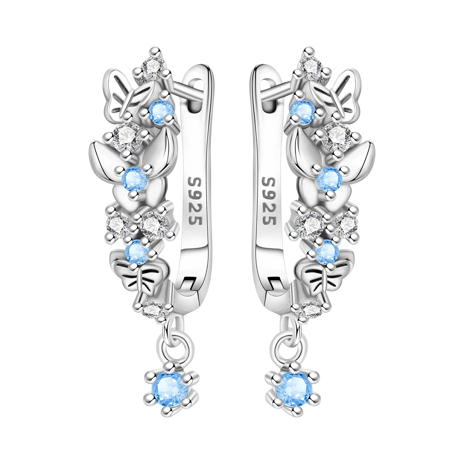 925 Sterling Silver Zircon Butterfly Drop Earrings – Women's Fine Jewelry