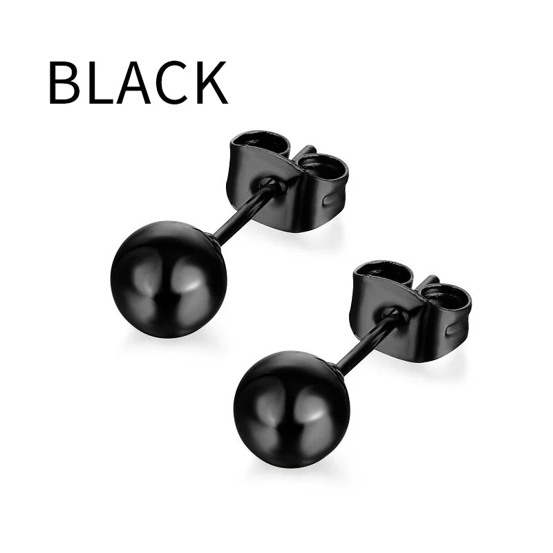 Pendientes de Aro y Botón de Acero Inoxidable Punk – Estilo Redondo y Cruzado Unisex