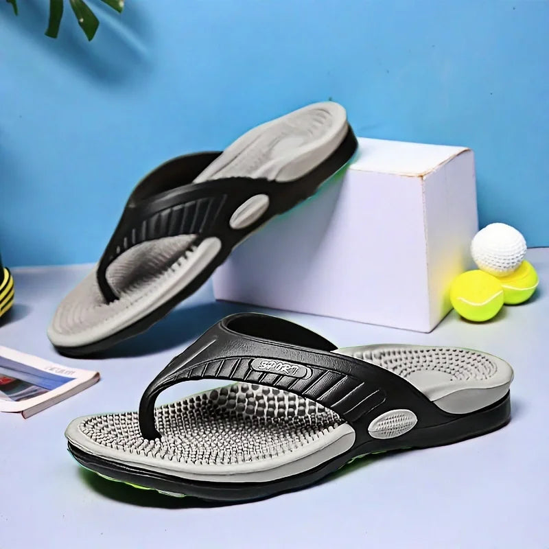 Men's Lightweight EVA Massage Sandals – Slip-On Flip Flops for Beach, Home & Outdoor