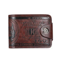 Vintage $100 Bill Pattern Wallet — Multi-Functional PU Leather Snap & Zipper Wallet