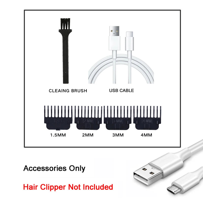 Professional USB Electric Hair Trimmer – 0mm Bald Fade, Cordless