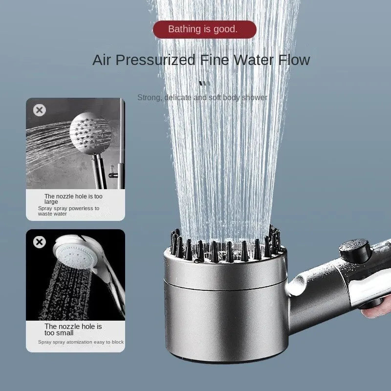 High-Pressure 3-Mode Shower Head with Filter & Massage Brush – Water Saving