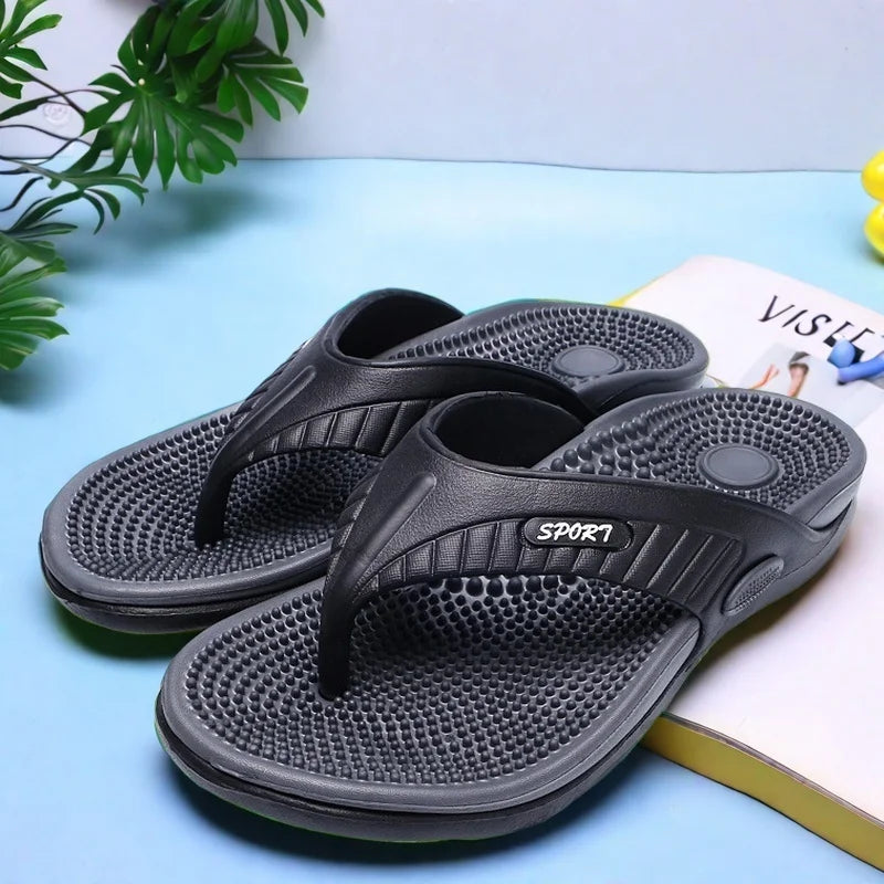 Men's Lightweight EVA Massage Sandals – Slip-On Flip Flops for Beach, Home & Outdoor
