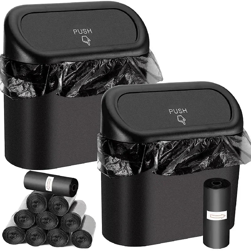 Car Trash Can with Lid – Mini Leak-Proof Bin with Garbage Bags