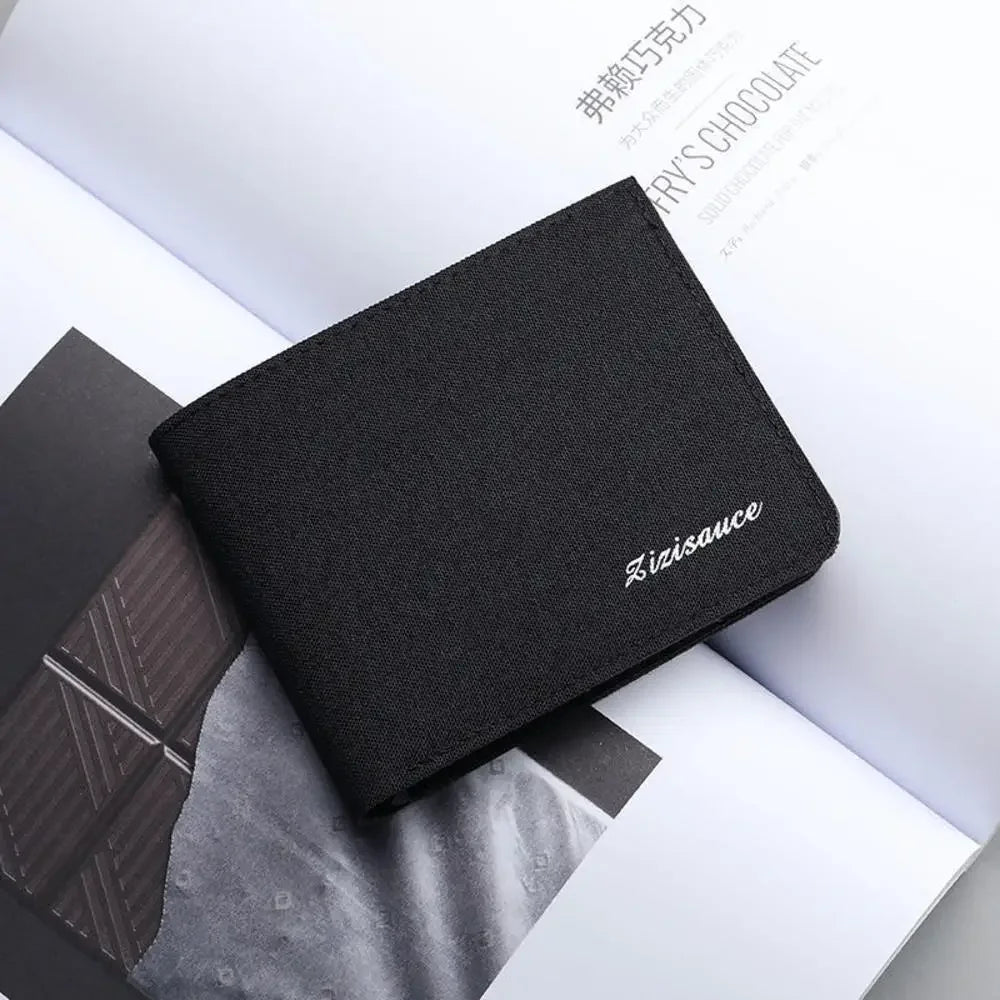 Men's Slim Canvas Card Holder Wallet — Mini Thin Coin Pouch & ID Holder