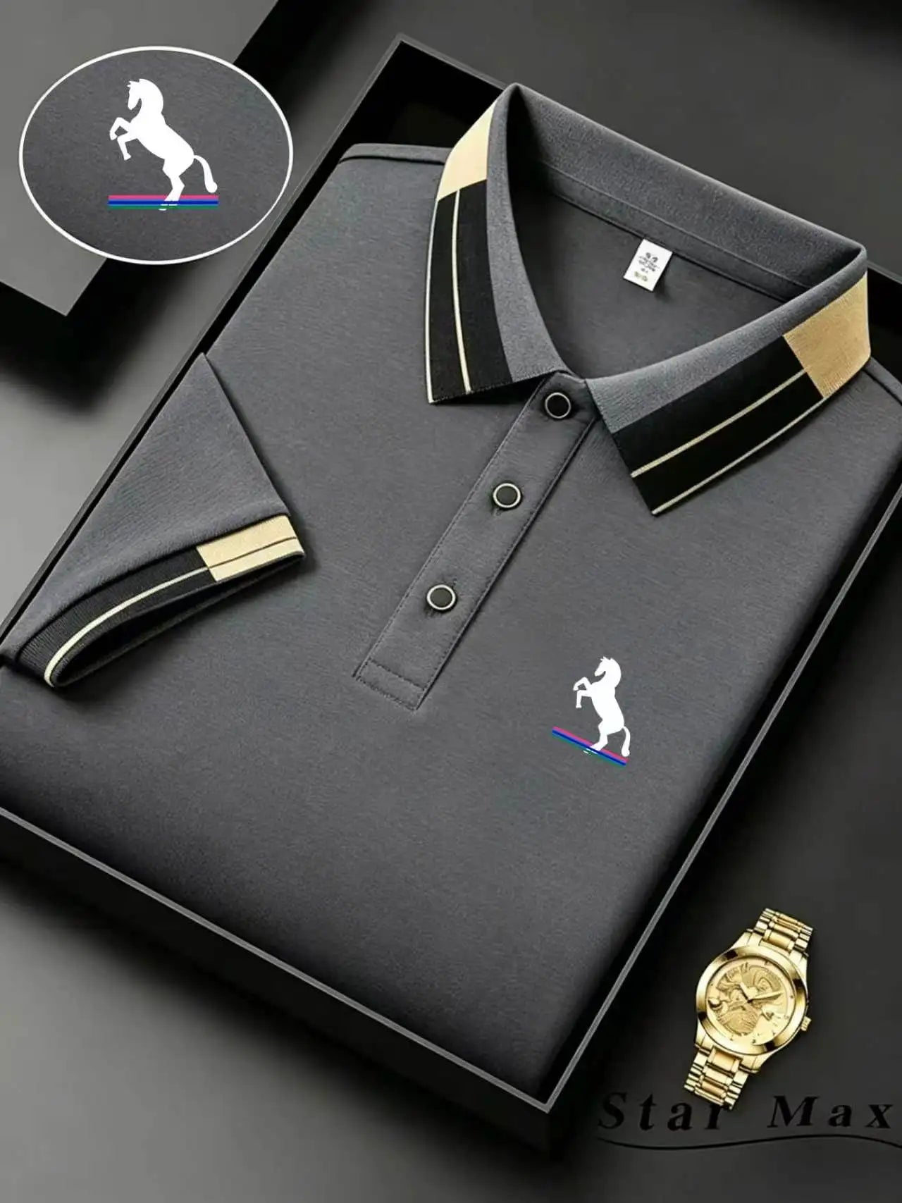 Men's Luxury Horse Embroidery Polo Shirt