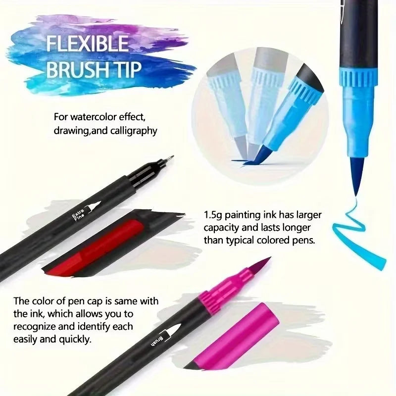 Double-Ended Watercolor Markers – 24-Color Art Set