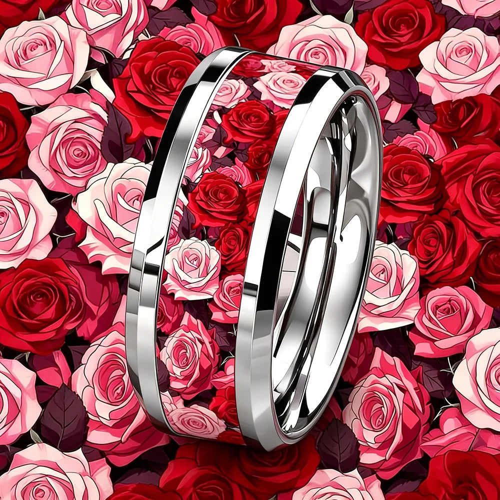 Anillo de acero inoxidable ciberpunk de 8 mm | Joyería gótica punk rockera para hombres y mujeres