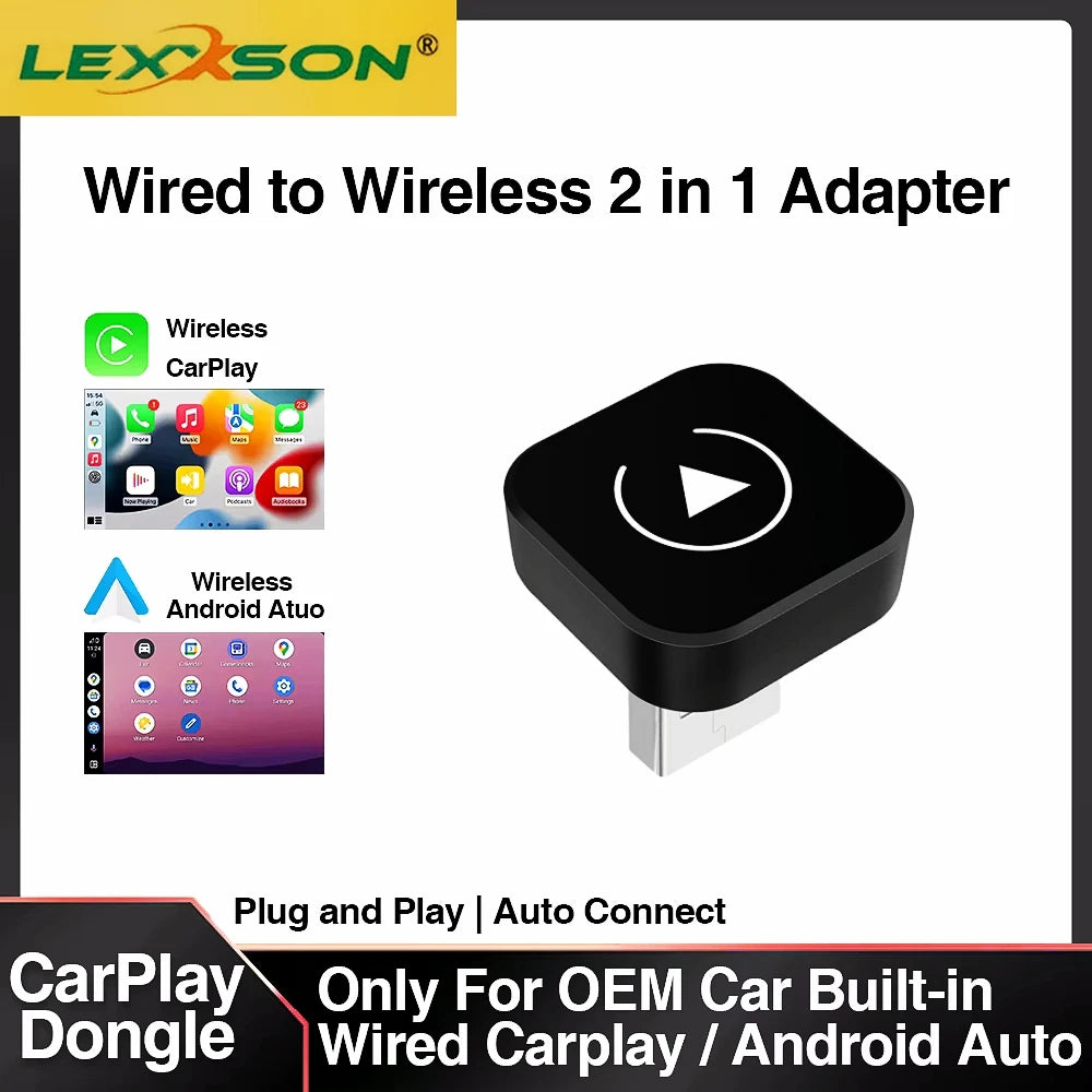 2-in-1 Wireless CarPlay & Android Auto Adapter – Plug & Play USB Dongle
