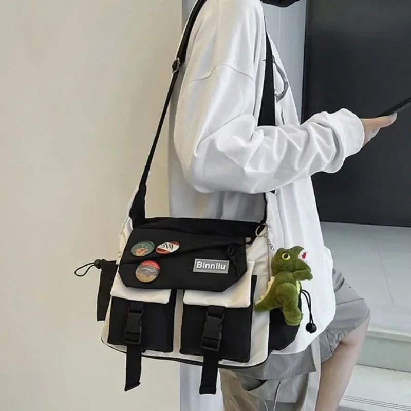 Harajuku Nylon Crossbody Bag — Unisex Street Style Messenger Satchel for School & Daily Use