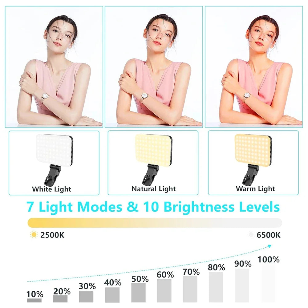 LED Selfie Ring Light — 60 LEDs, 7 Brightness Modes, Bi-Color 2500K-6500K