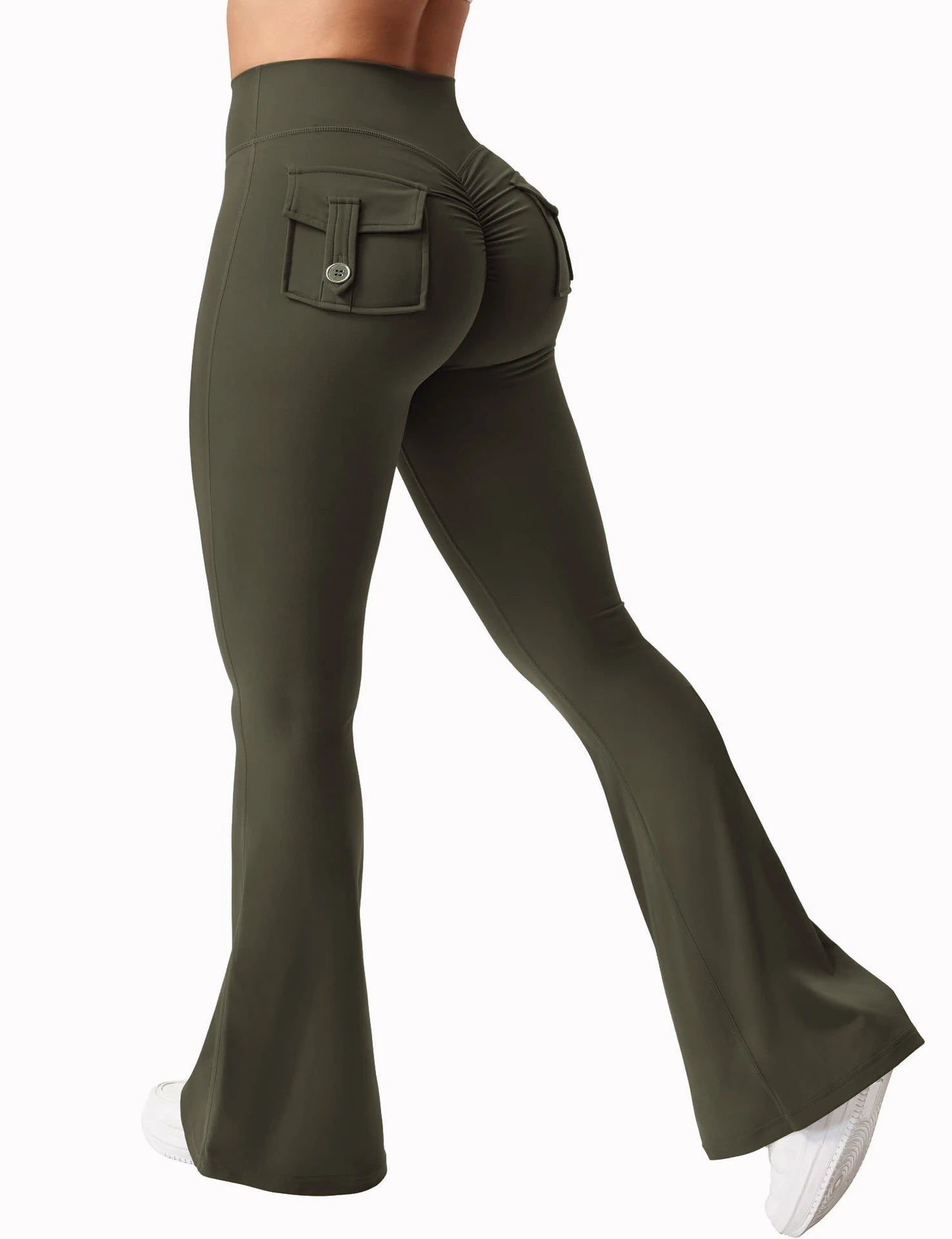 Leggings de yoga de pierna ancha para mujer, nuevos, de alta elasticidad, sensación de desnudez, compresión, ropa de trabajo de fitness con bolsillos, pantalón de yoga