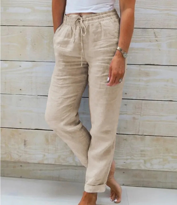 Women's Cotton Linen Casual Pencil Pants