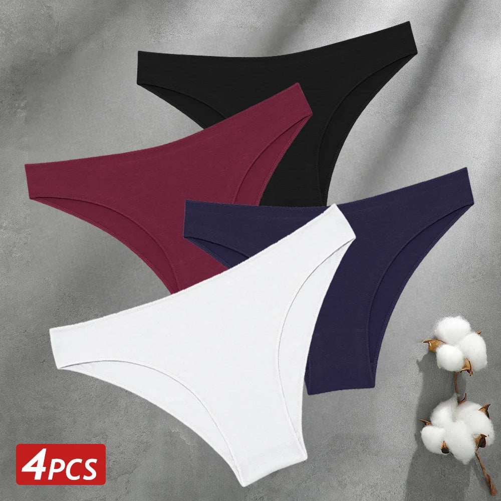 Women's 4-Pack Seamless Cotton Briefs | Low-Rise Breathable Stretch Underwear M-XXL