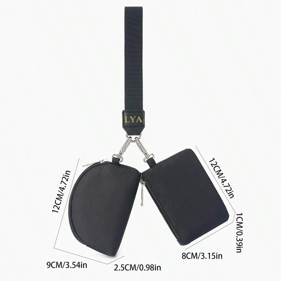 2-Piece Nylon Wrist Bag & Coin Purse Set — Waterproof Sporty Wallet with Keychain Bag & Card Case