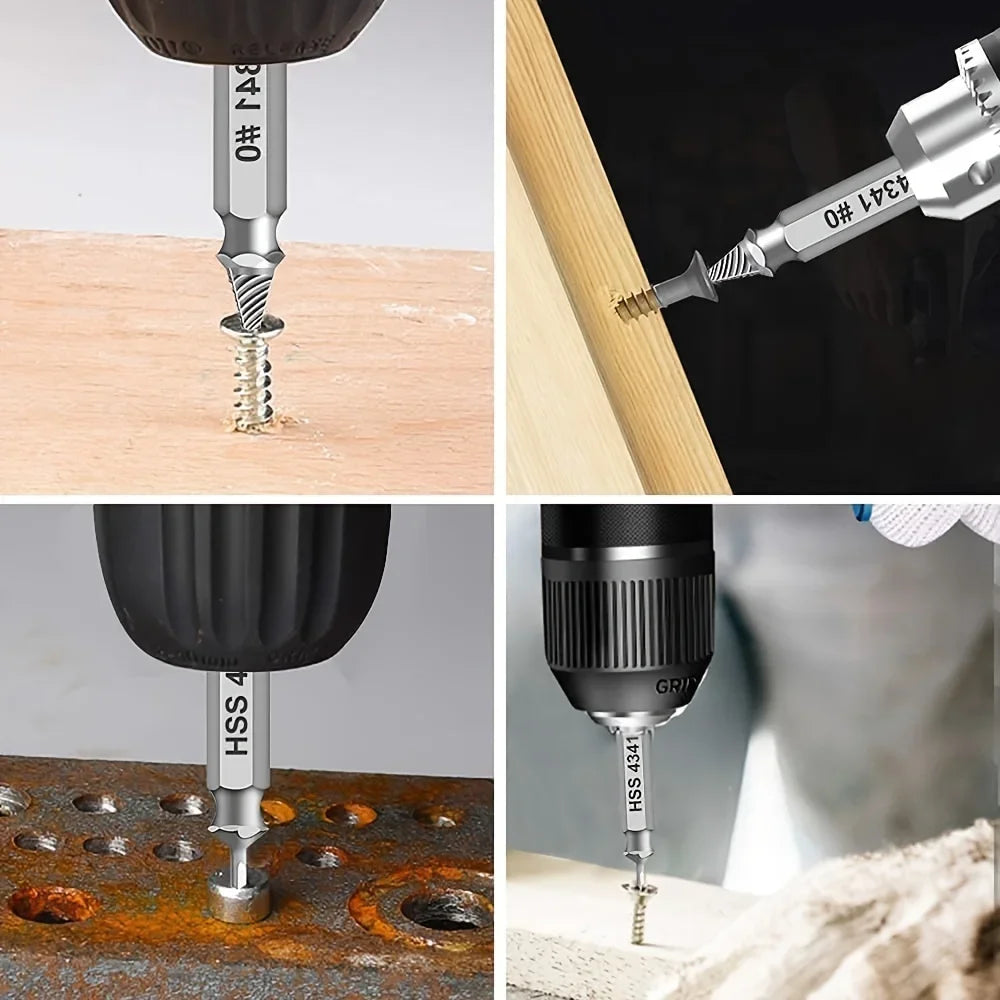 6-Piece Damaged Screw Extractor Set – HSS Drill Bit, Stripped & Broken Screw Remover Kit