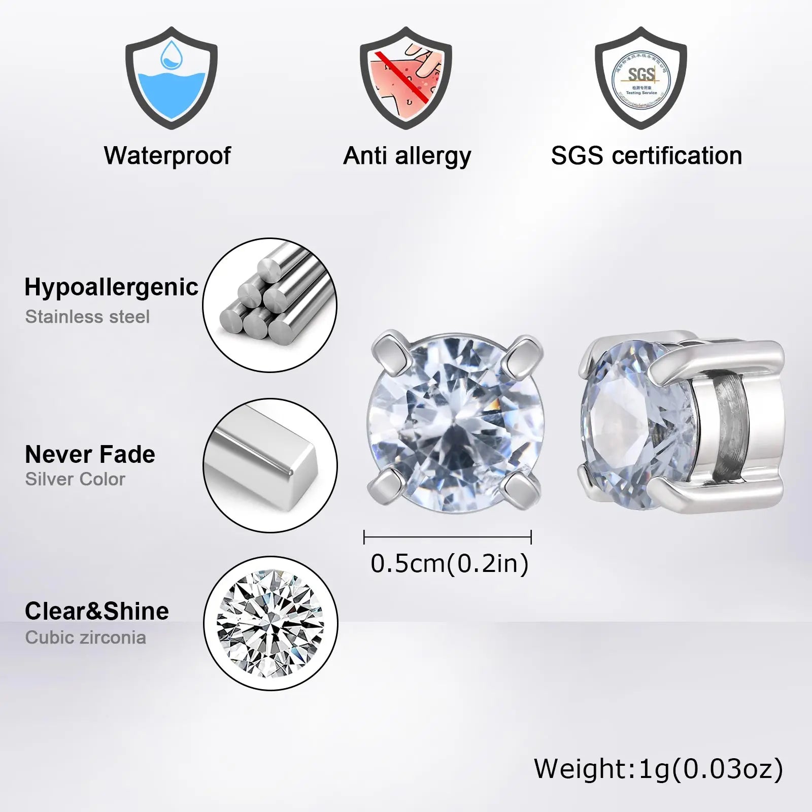Magnetic Clip-On Zircon Earrings – No Piercing Required