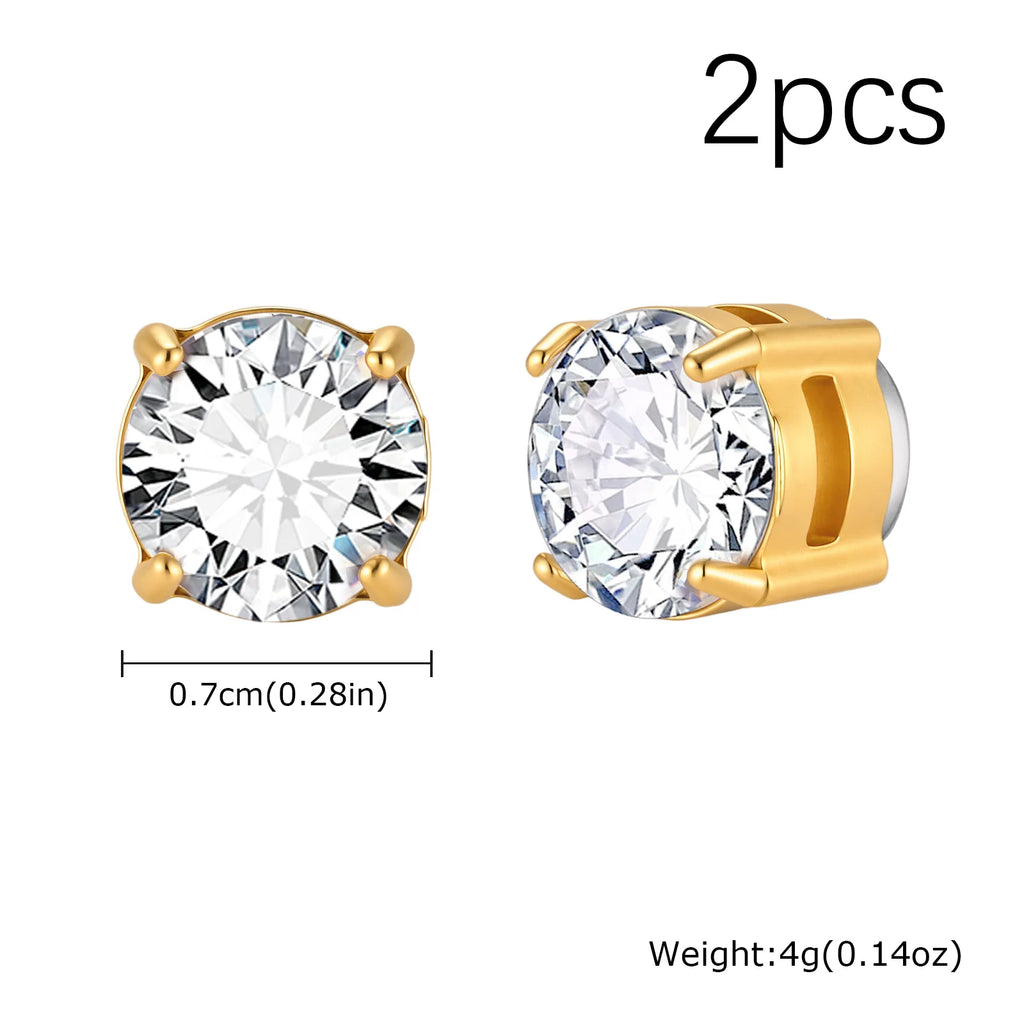 Magnetic Clip-On Zircon Earrings – No Piercing Required