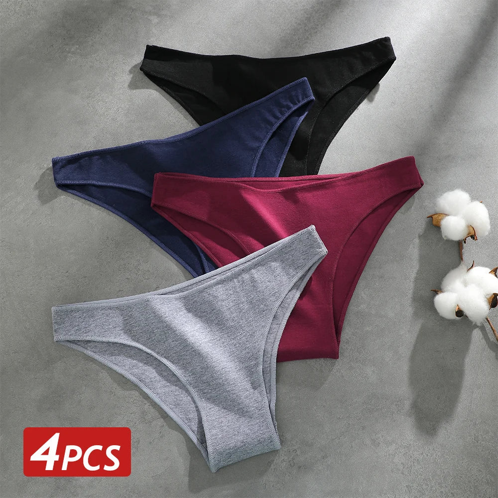 Women's 4-Pack Seamless Cotton Briefs | Low-Rise Breathable Stretch Underwear M-XXL