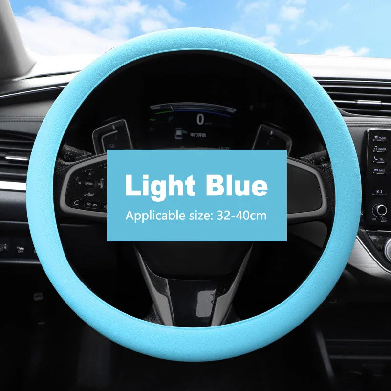 Non-Slip Silicone Steering Wheel Cover – Universal 38cm, Breathable & Elastic