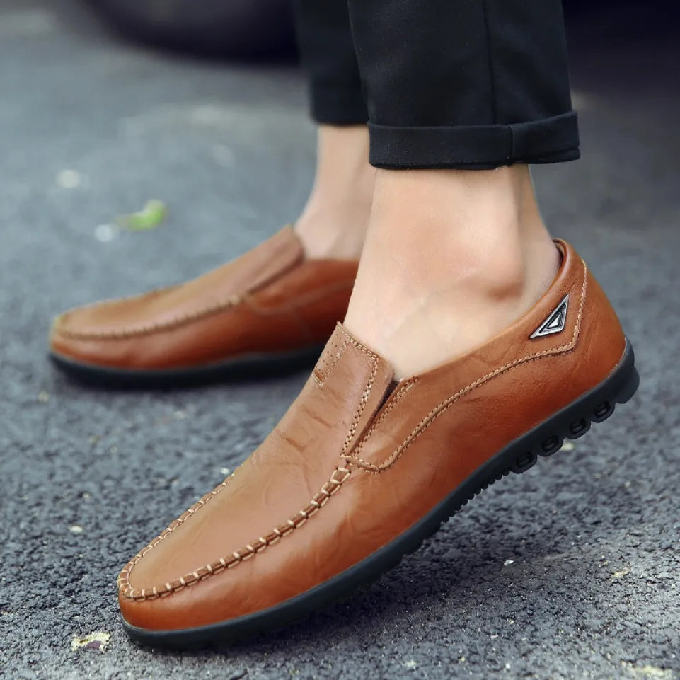 Men's Genuine Leather Loafers | Slip-On Moccasin Driving Shoes