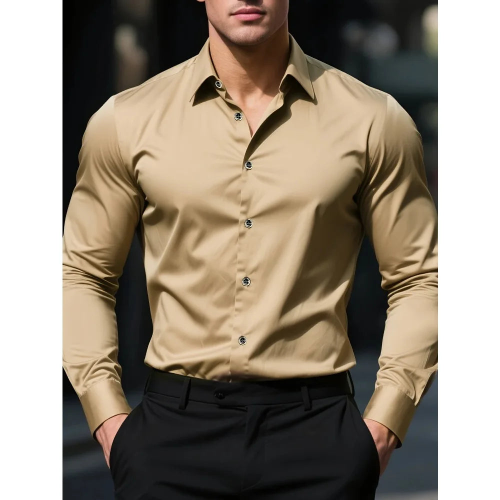 Men's Solid Color Long Sleeve Shirt