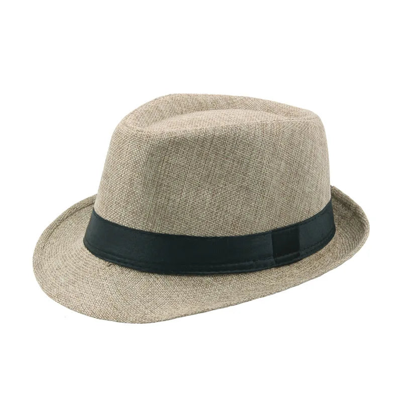 Sombrero de paja de ala ancha de moda para hombre, color sólido de verano, Fedoras Jazz Sun Cap, gorras de Panamá informales para exteriores, estilo vaquero