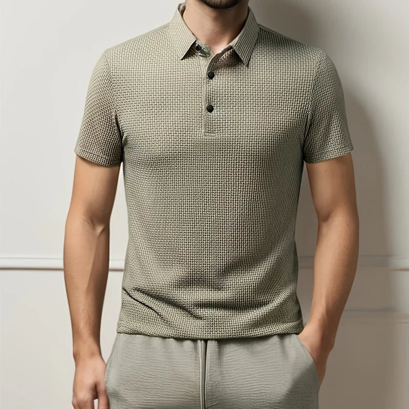 Men's Bone Texture Polo Shirt – Breathable Summer Top