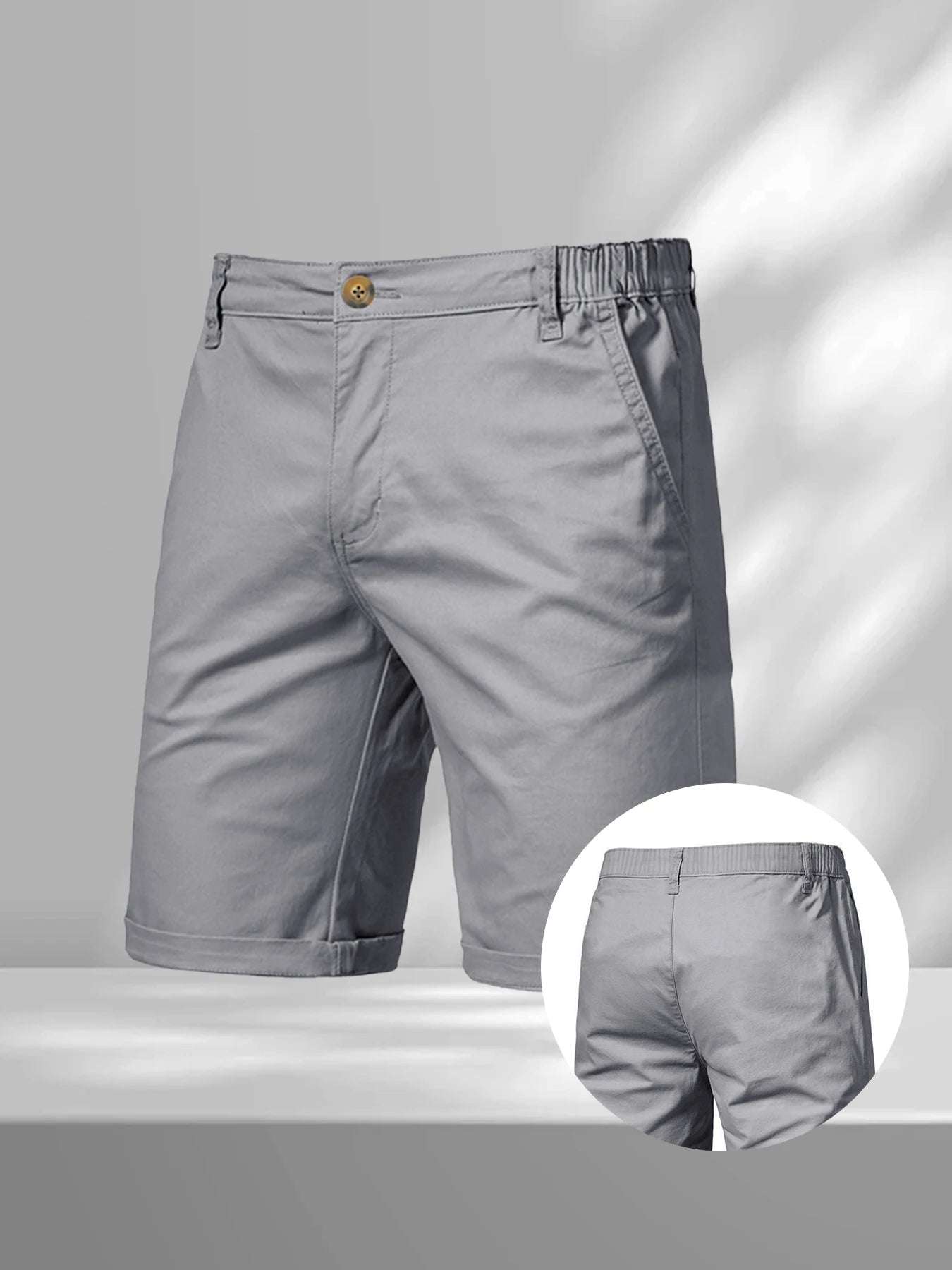 Men's Casual Cargo Shorts – Solid Color Jogger & Hiking Shorts with Elastic Waist