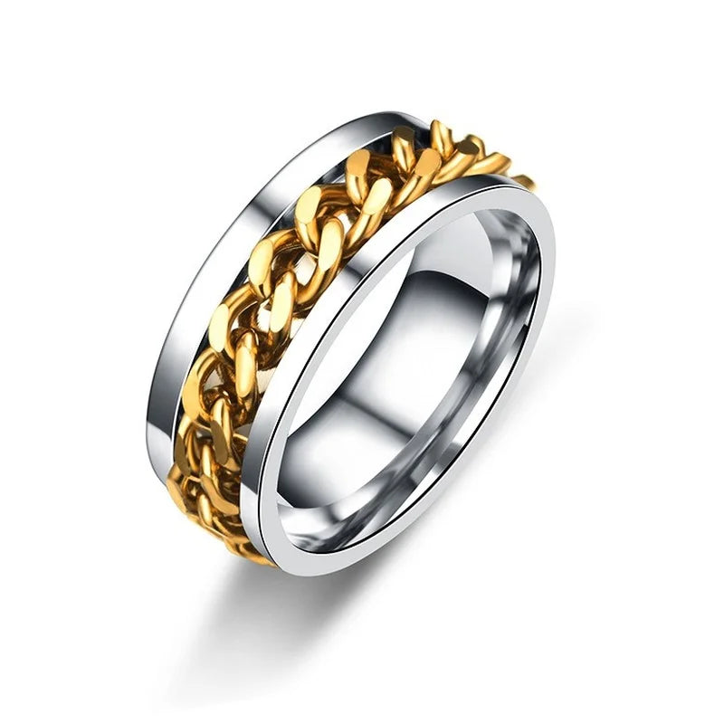 Stainless Steel Spinner Chain Ring – Rotatable Fidget Band, Sizes 6–13 | Unisex