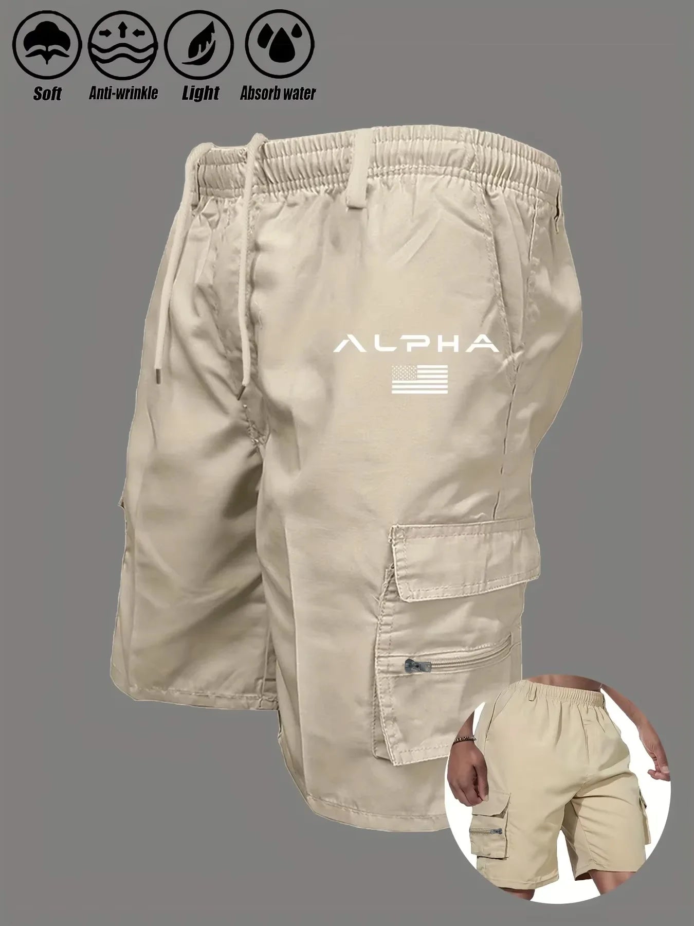 American Flag & Eagle Print Cargo Shorts – Patriotic Multi-Pocket Streetwear Shorts