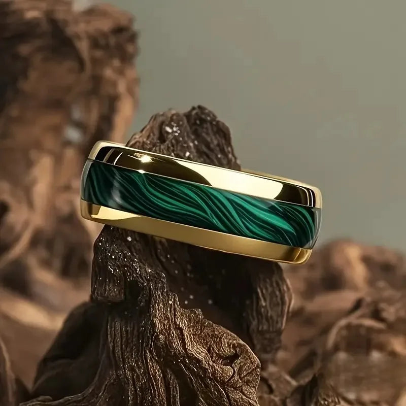 Anillo de acero inoxidable ciberpunk de 8 mm | Joyería gótica punk rockera para hombres y mujeres