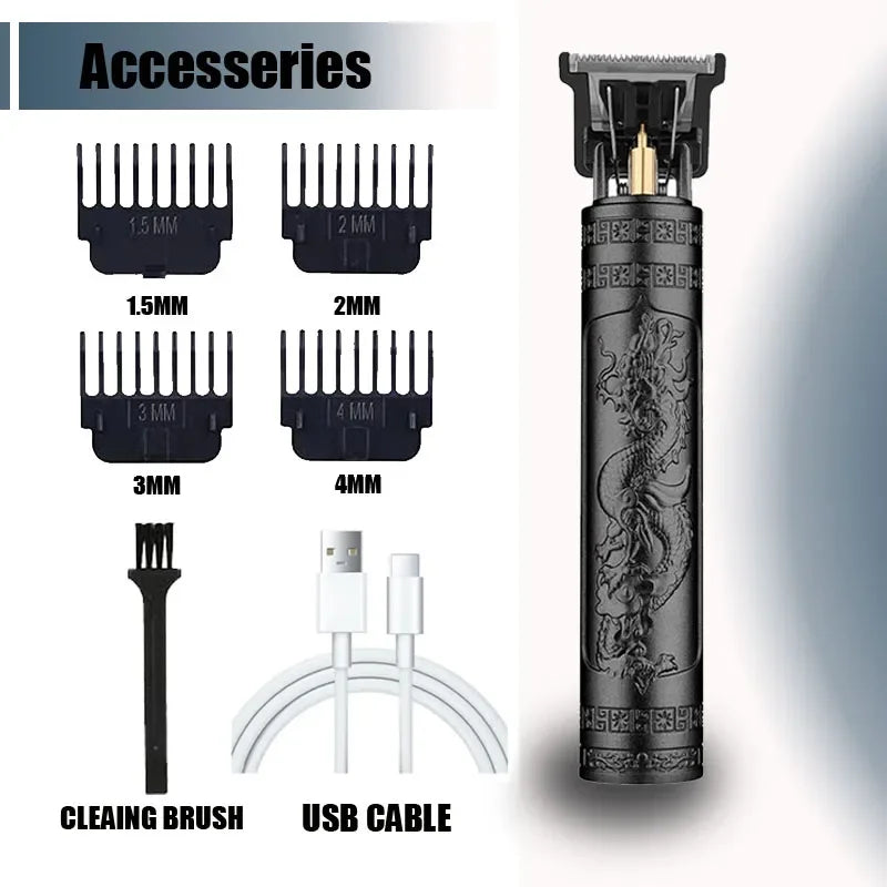 Professional USB Electric Hair Trimmer – 0mm Bald Fade, Cordless