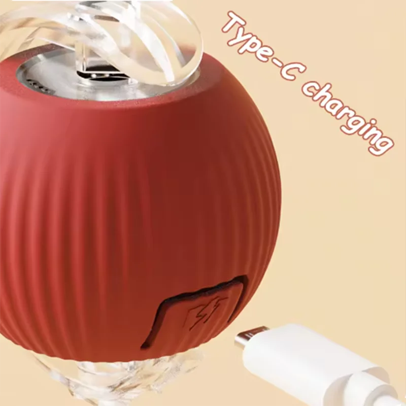 Auto-Rolling Cat Ball Toy with Tail — USB Rechargeable