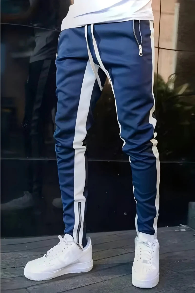 Men's Casual Knitted Jogger Pants with Optional Zip Pockets – Solid Color Sweatpants