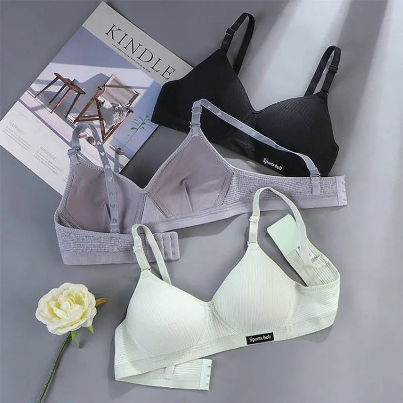 3-Pack Women's Wireless Bra – Seamless Thin Padded V-Shape Everyday Comfort Bra