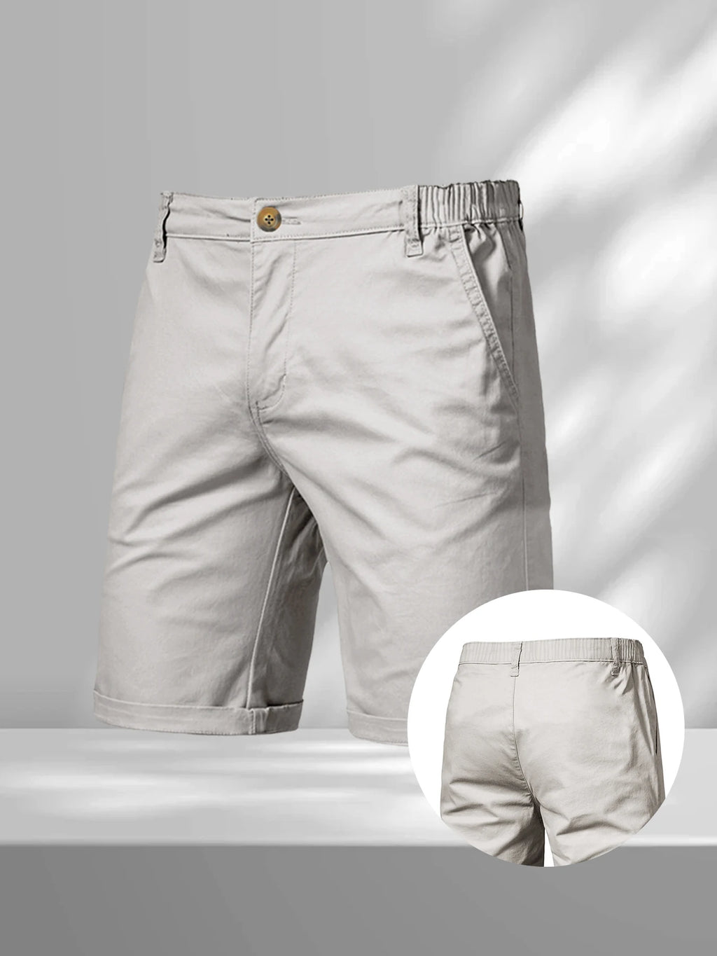 Men's Casual Cargo Shorts – Solid Color Jogger & Hiking Shorts with Elastic Waist