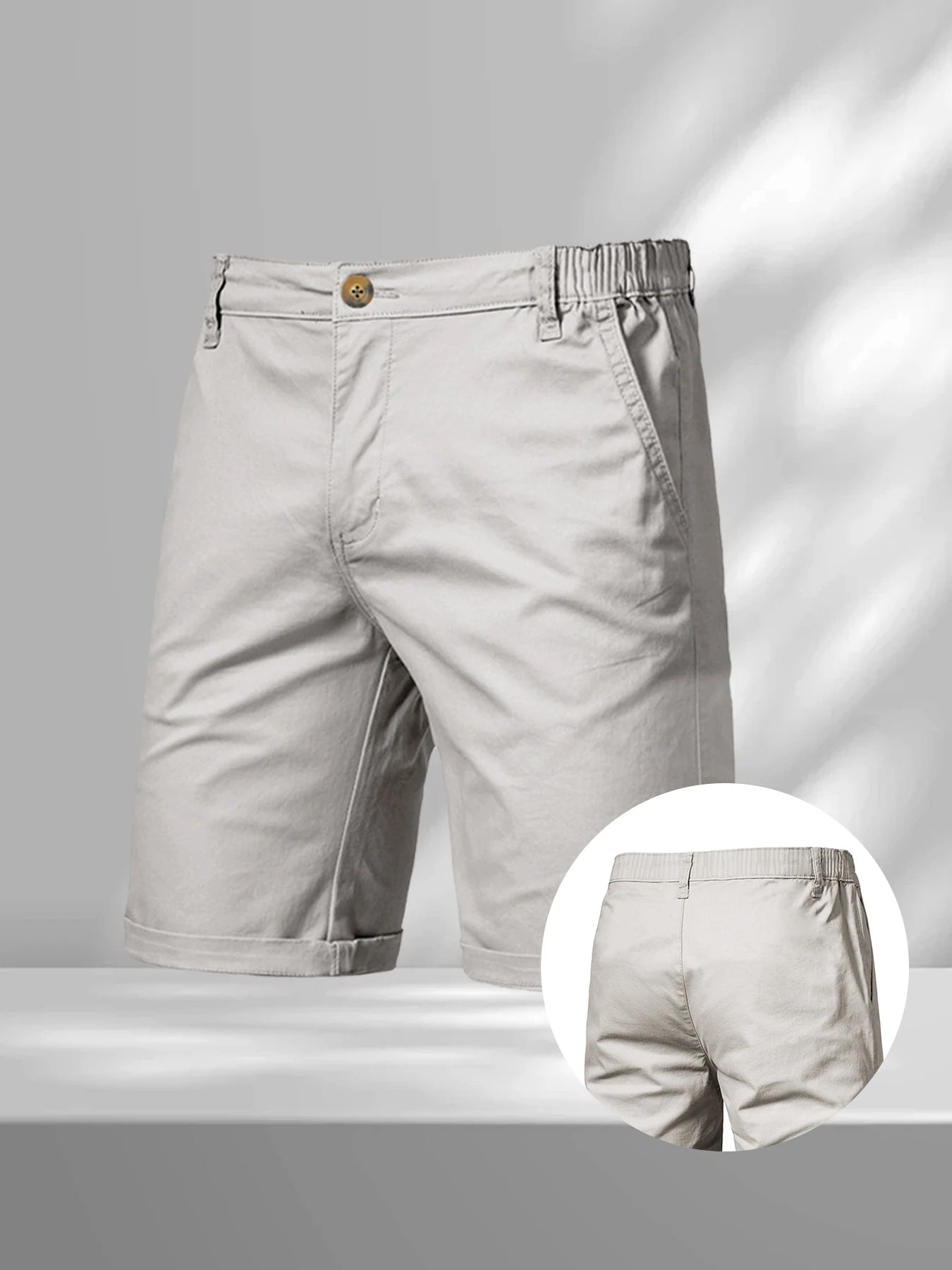 Men's Casual Cargo Shorts – Solid Color Jogger & Hiking Shorts with Elastic Waist