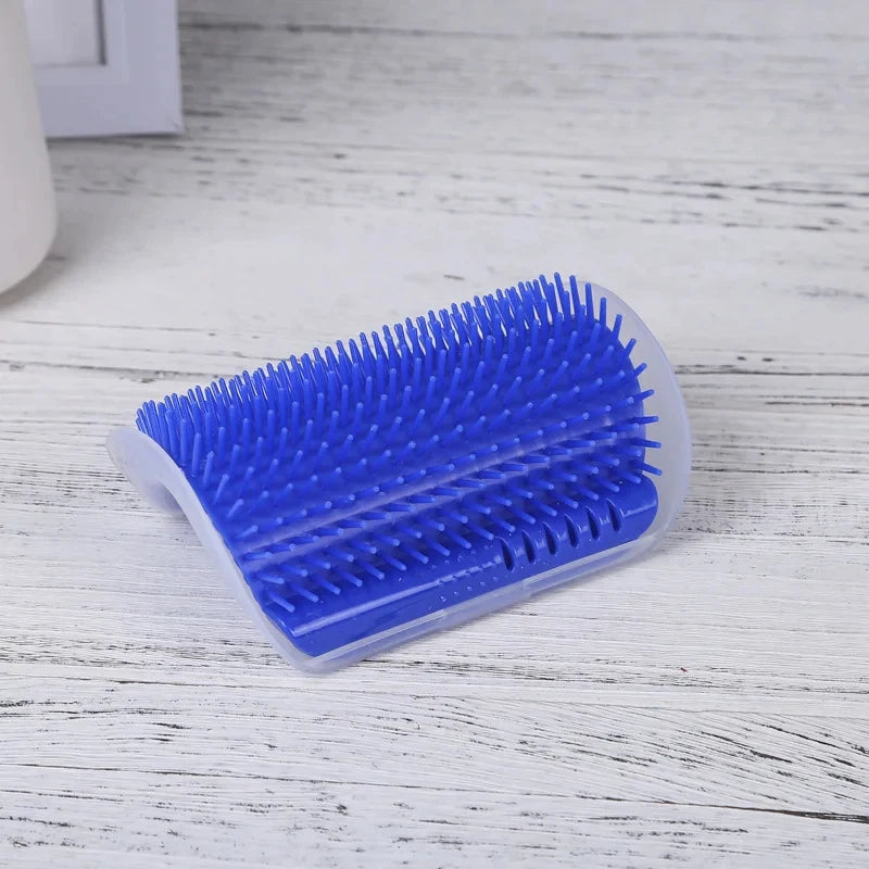 Cat Self-Groomer Brush & Massage Comb with Catnip – Corner Wall Scratcher for Kittens & Cats