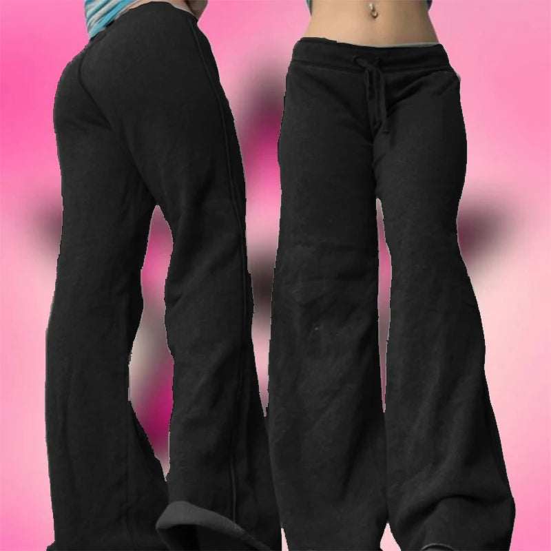 Women's Y2K Letter Print Wide-Leg Velvet Pants