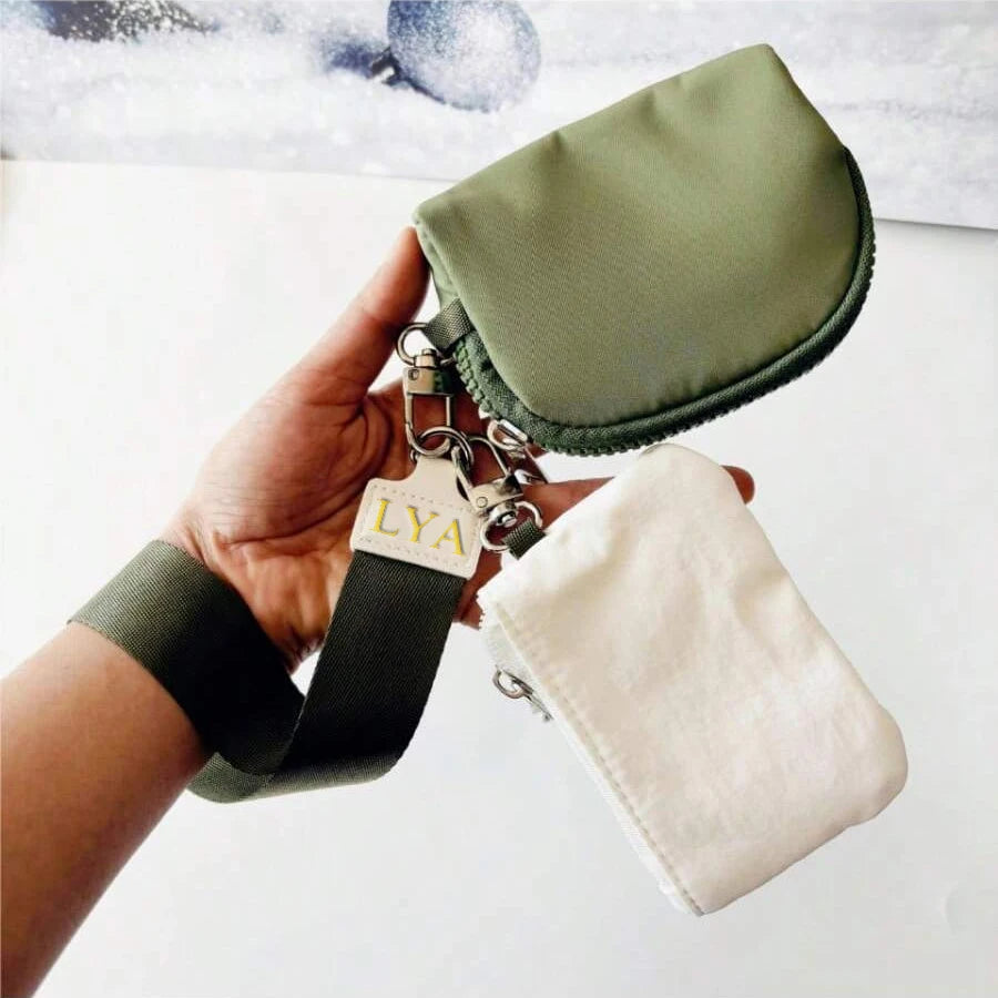 2-Piece Nylon Wrist Bag & Coin Purse Set — Waterproof Sporty Wallet with Keychain Bag & Card Case