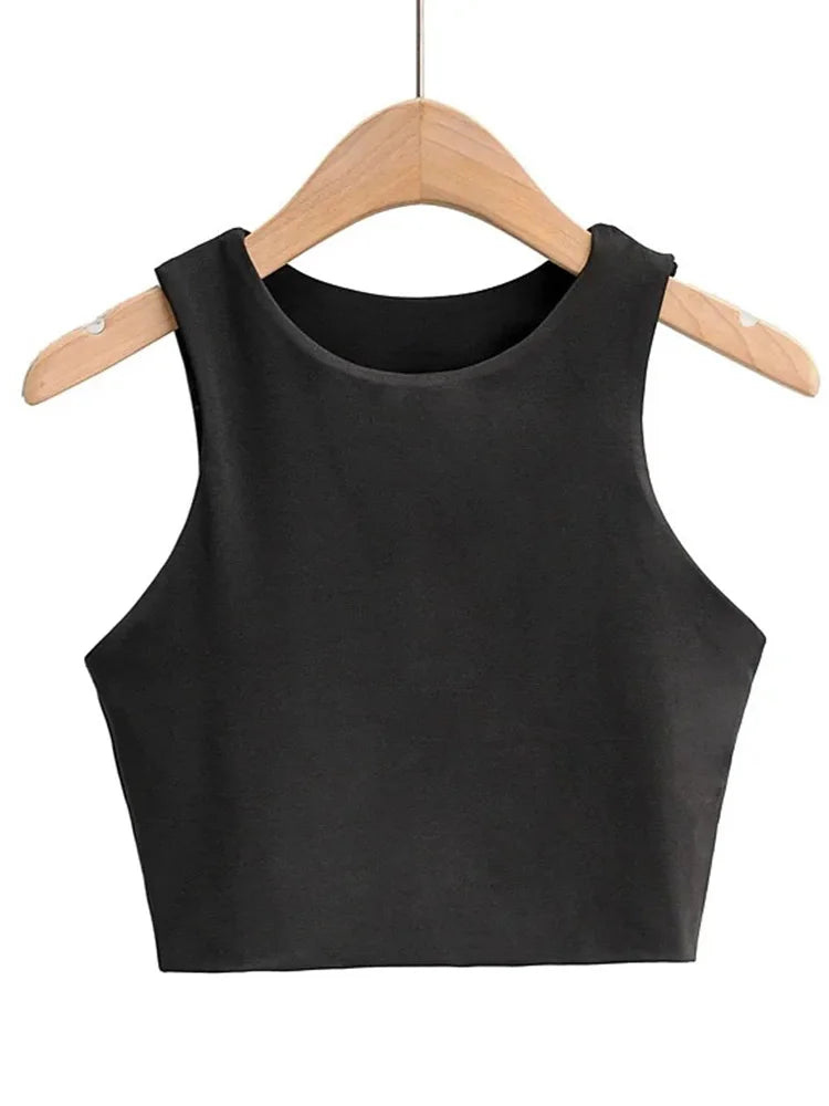 Women's Slim Fit Sleeveless Tank Top | Backless O-Neck Crop Top 6 Colors S-M