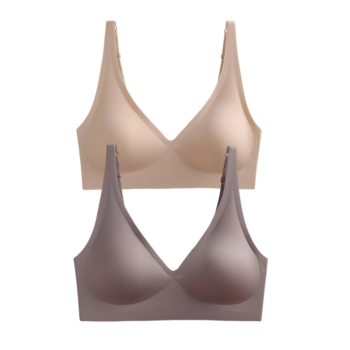 2-Pack Seamless Wireless Bras for Women | Deep V Push-Up Bralette | Soft Padded Convertible Straps S-2XL