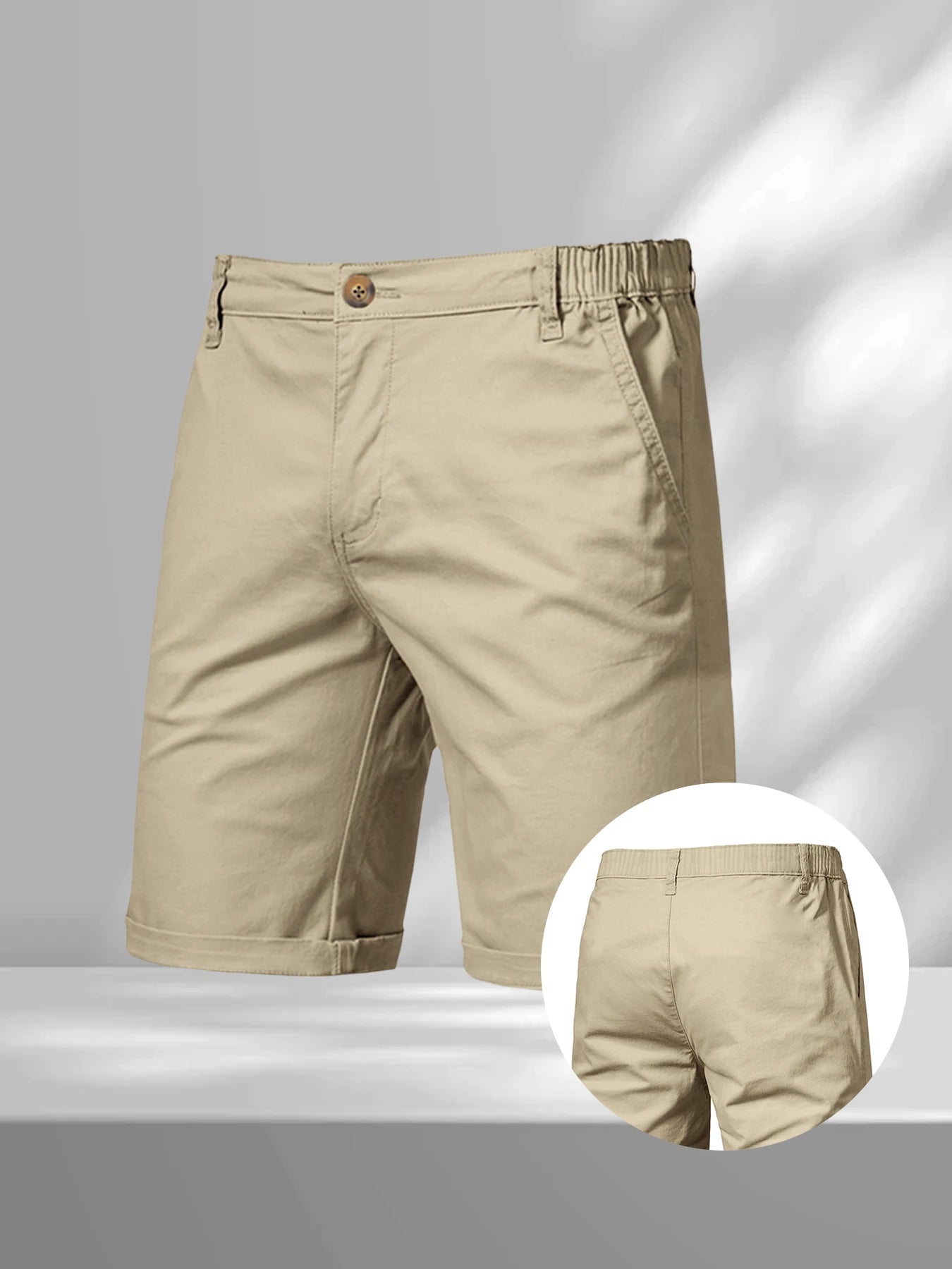 Men's Casual Cargo Shorts – Solid Color Jogger & Hiking Shorts with Elastic Waist
